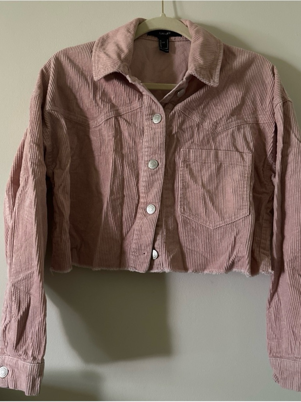 Forever 21 Pink Corduroy Cropped Western Jacket